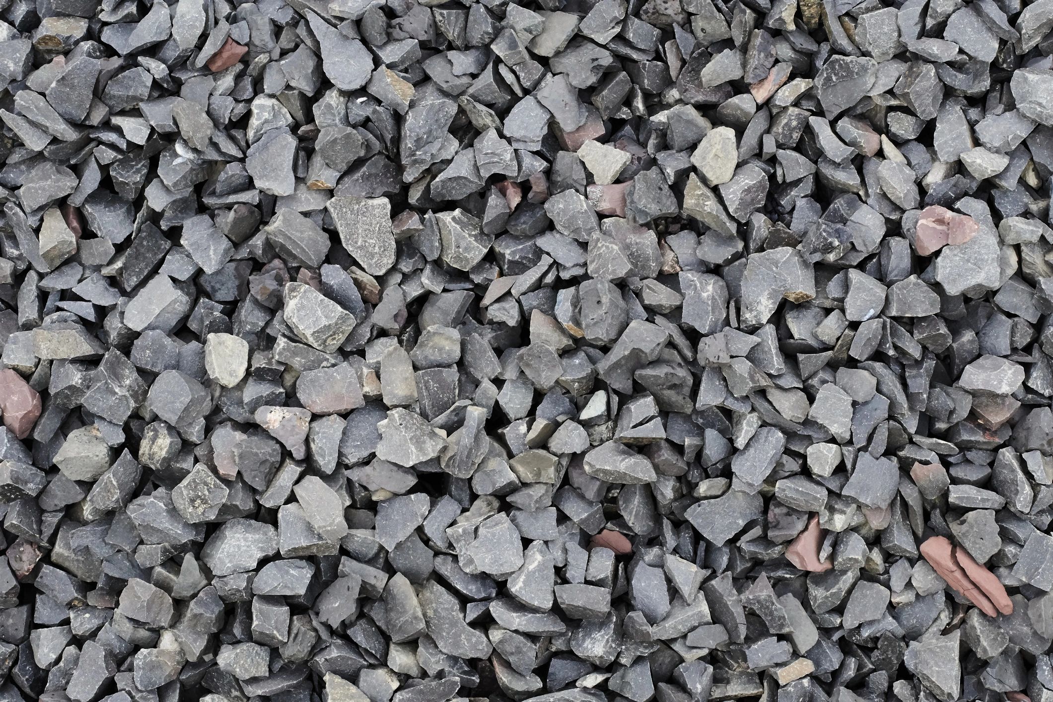 Close-up of crushed stone used for driveway gravel